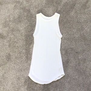 Long ribbed white tank